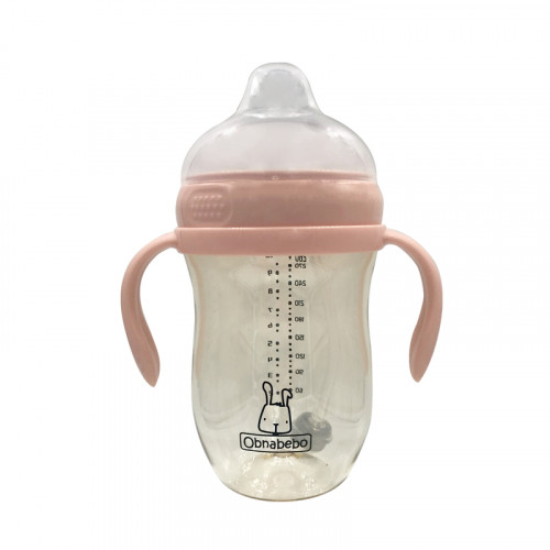 Obnabebo PPSU奶瓶 (280毫升 / 10安士配 9m+奶嘴、手柄、吸管、刷子-粉紅色)